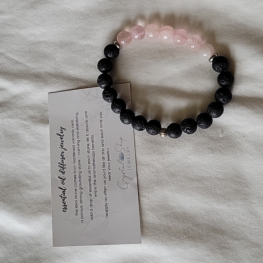 Crystal Ship Jewelry Rose Quartz Essential Oil Diffuser Bracelet